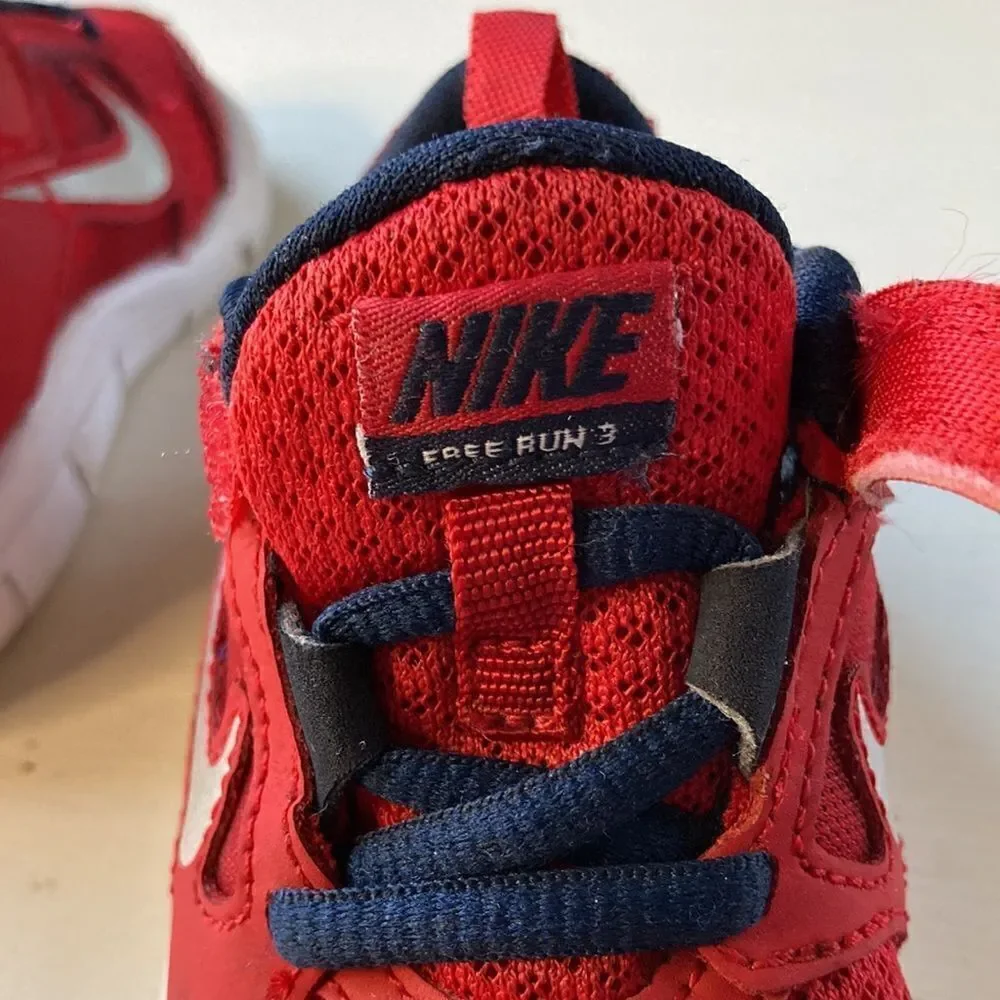 Nike Free Run 3 Slip On Red & Blue Sneakers Size 5C